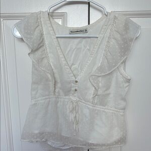 Abercrombie & Fitch White Tie Front Peplum Blouse